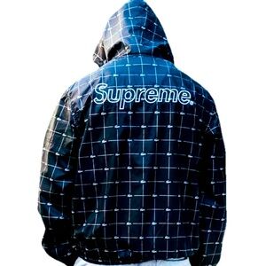 Supreme x Lacoste Reflective Grid Nylon Anorak Windbreaker SS18 Black SZ XL